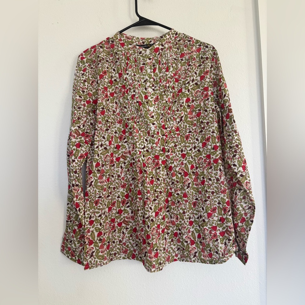 CHAUDRY KC NWT FLORAL BOHEMIAN COTTON LONG SLEEVE BLOUSE SZ MEDIUM